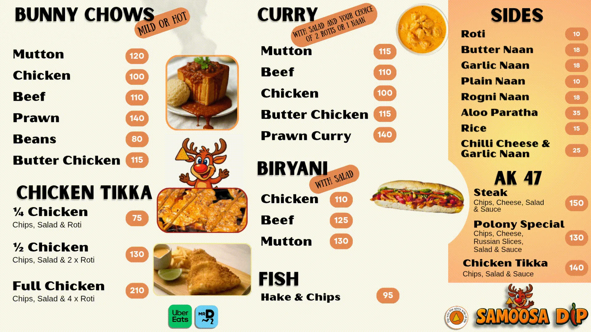 Samoosa Dip menu, page 1