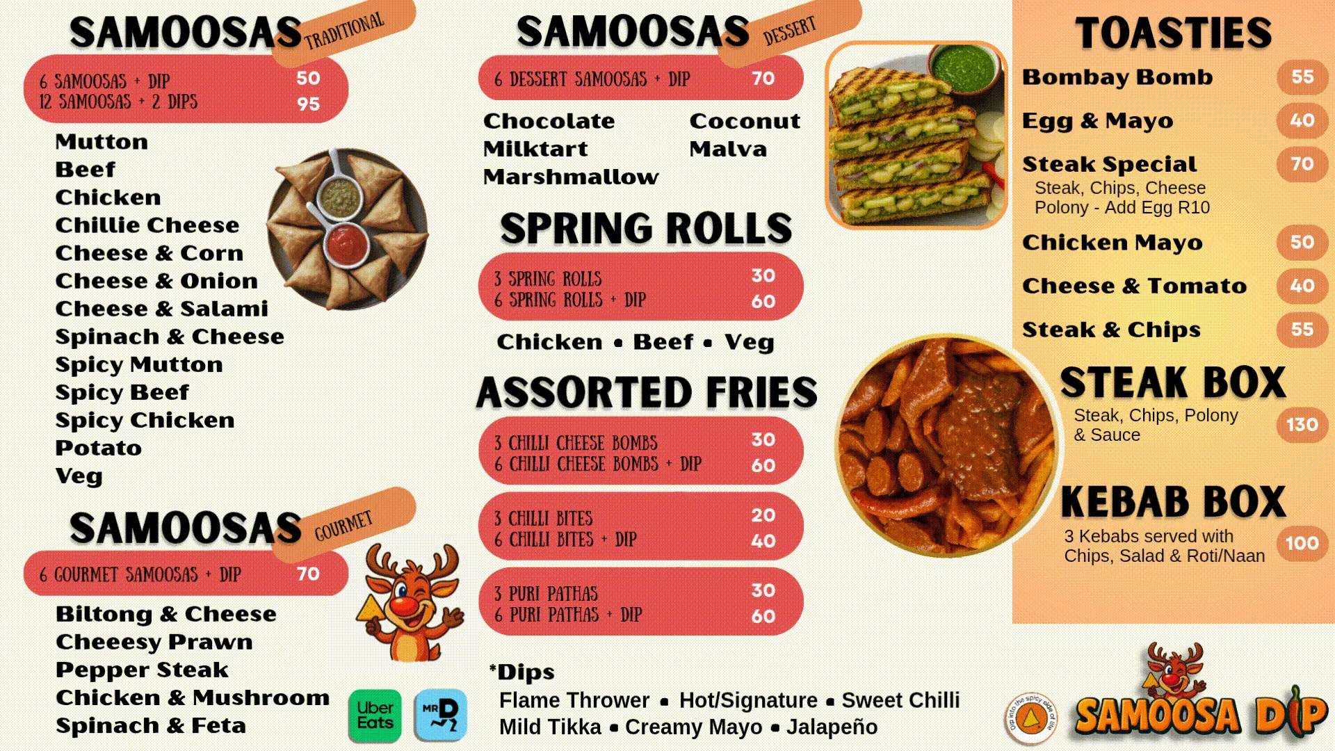 Samoosa Dip menu, page 2
